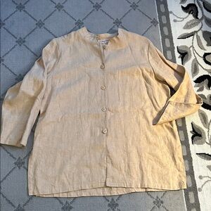 Silhouettes Linen Shirt Tunic in Light Tan